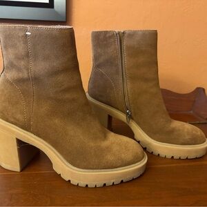 Dolce Vida Tan Suede Ankle Boots